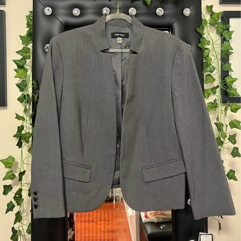 NINE WEST Gray Women Blazer